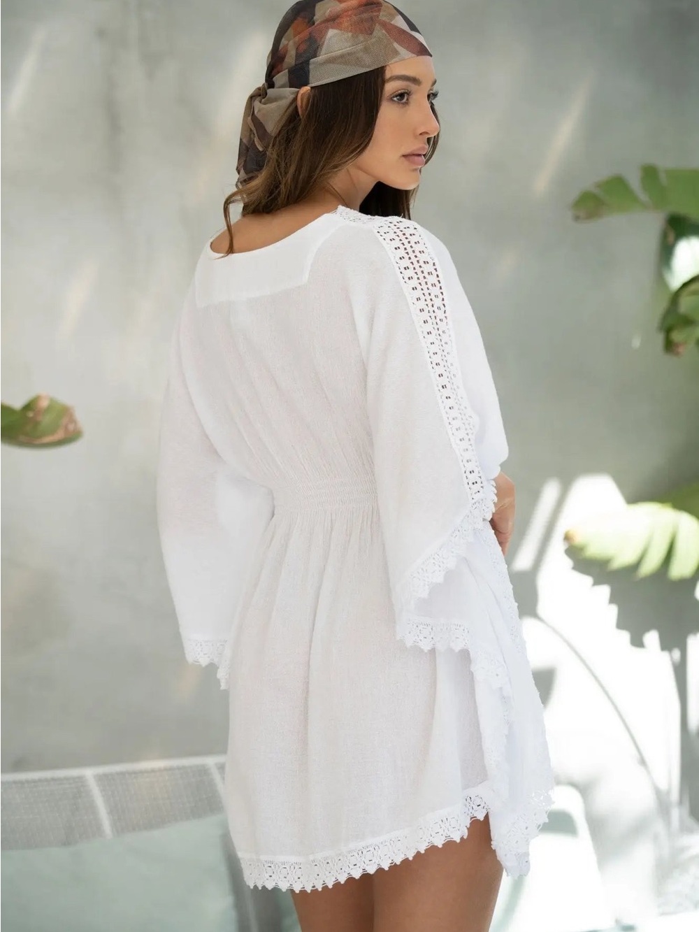 Blanco by Nature Aqua White Crochet Trim Swim Cover-Up Large - Picture 5 of 10